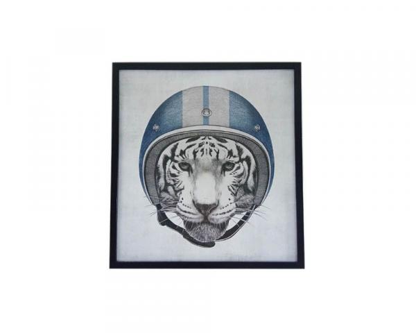 Bild Tiger, blauer Helm, 58x3x63cm